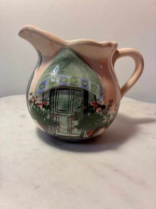 Signed Hand-Painted Cottage Creamer & Sugar Bowl Set