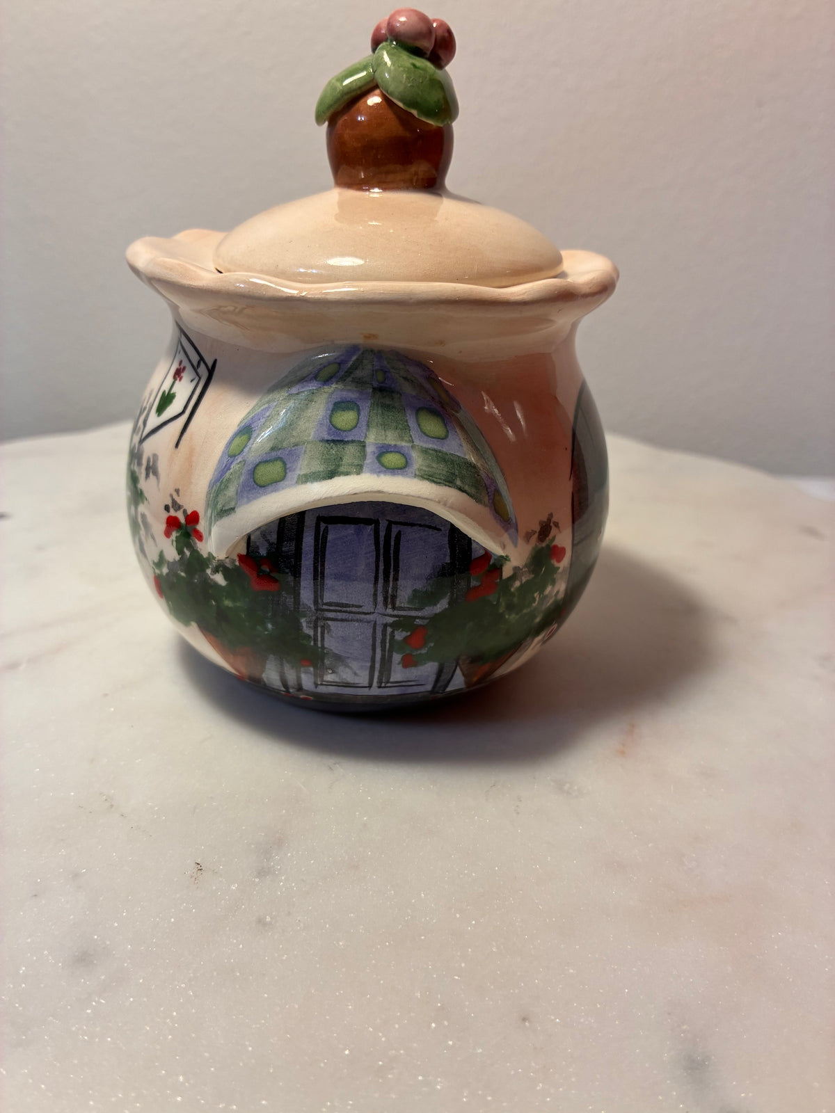 Signed Hand-Painted Cottage Creamer & Sugar Bowl Set
