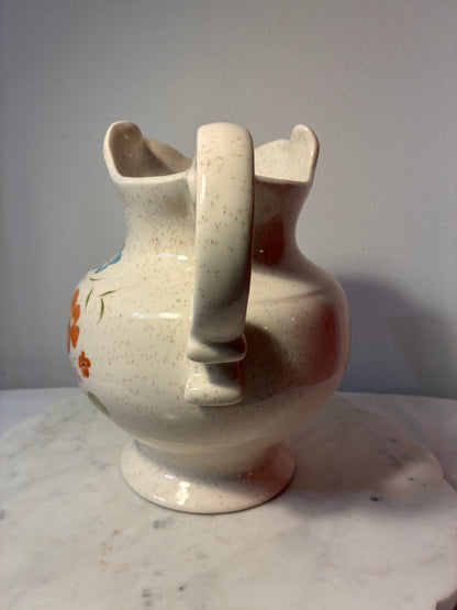 Vintage Hand-Painted Floral Ceramic Pitcher