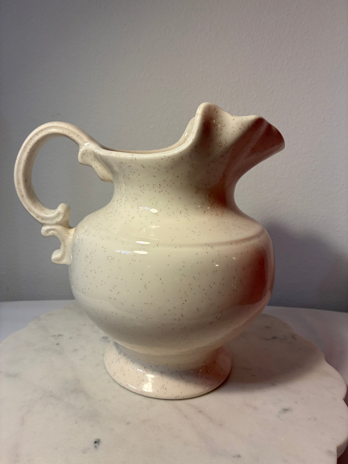 Vintage Hand-Painted Floral Ceramic Pitcher