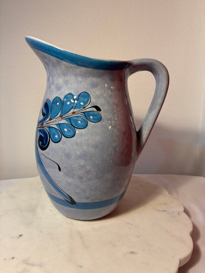 Signed Mexican Folk Art Blue Bird Ceramic Vase