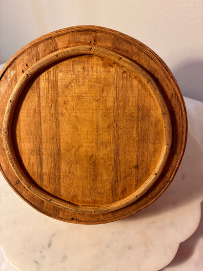 Vintage Wood-and-Metal Inlay Canister Set – Nested Pair