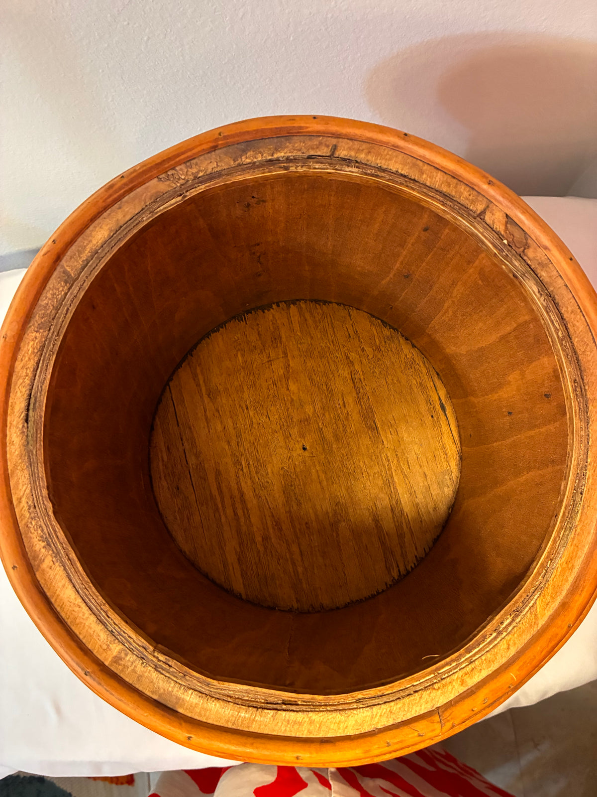 Vintage Wood-and-Metal Inlay Canister Set – Nested Pair