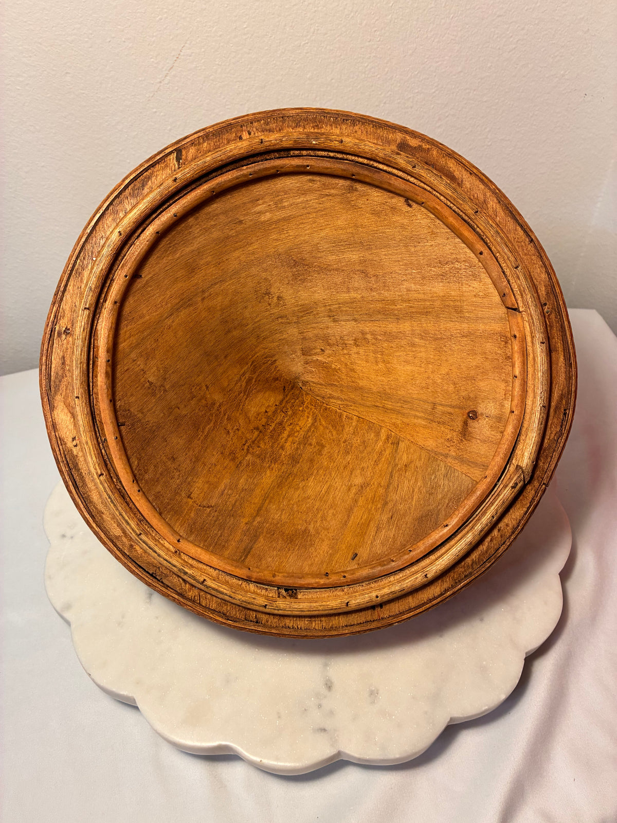 Vintage Wood-and-Metal Inlay Canister Set – Nested Pair