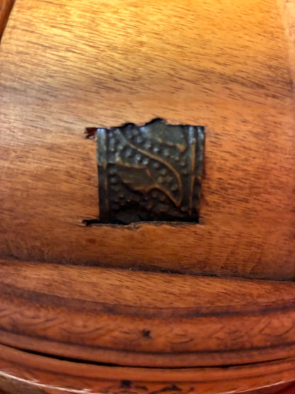 Vintage Wood-and-Metal Inlay Canister Set – Nested Pair