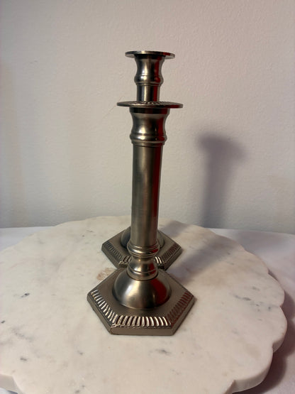Vintage Silver-Tone Metal Taper Candlesticks – Pair