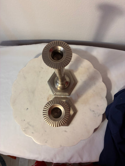 Vintage Silver-Tone Metal Taper Candlesticks – Pair