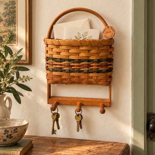 1999 Karen’s Originals Woven Wall Basket & Key Holder