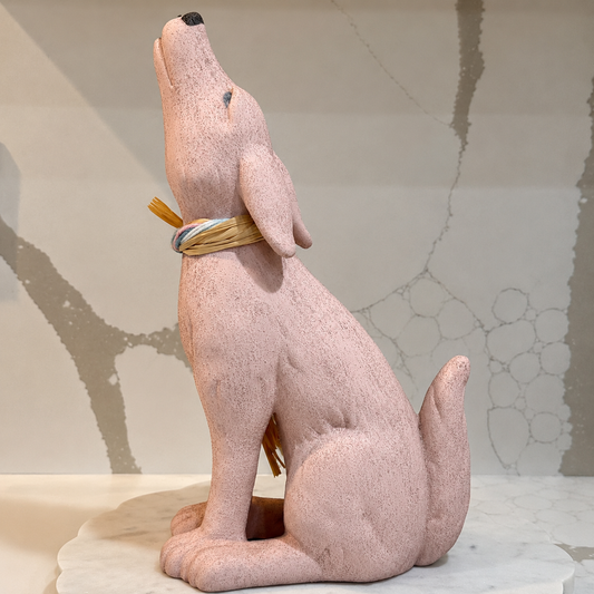 Escultura de coyote aullador de cerámica estilo sudoeste