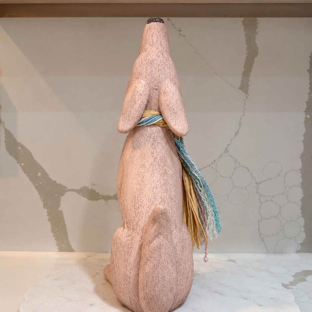 Southwestern-style ceramic howling coyote sculpture
