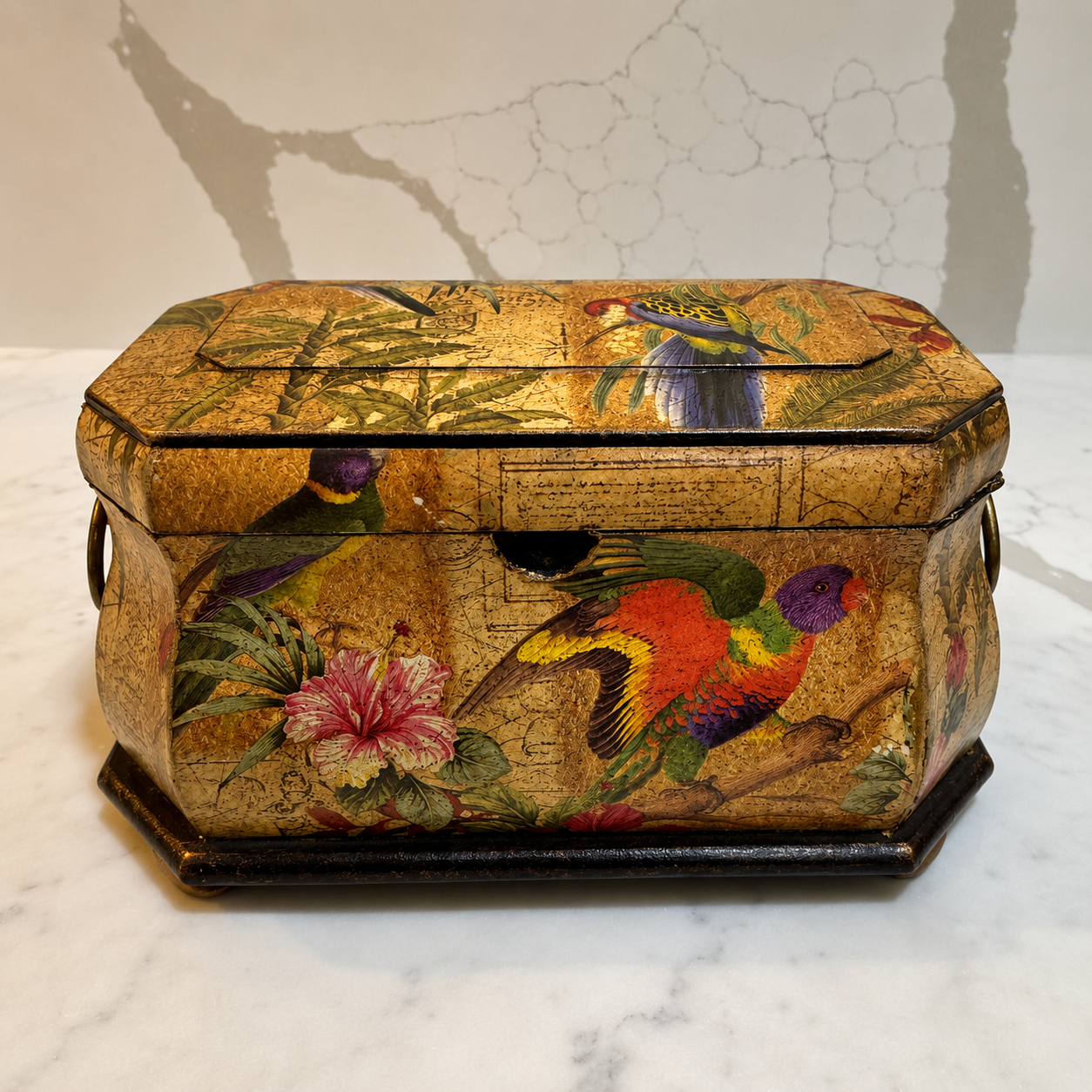 Tropical Bird Decoupage Wooden Keepsake Box