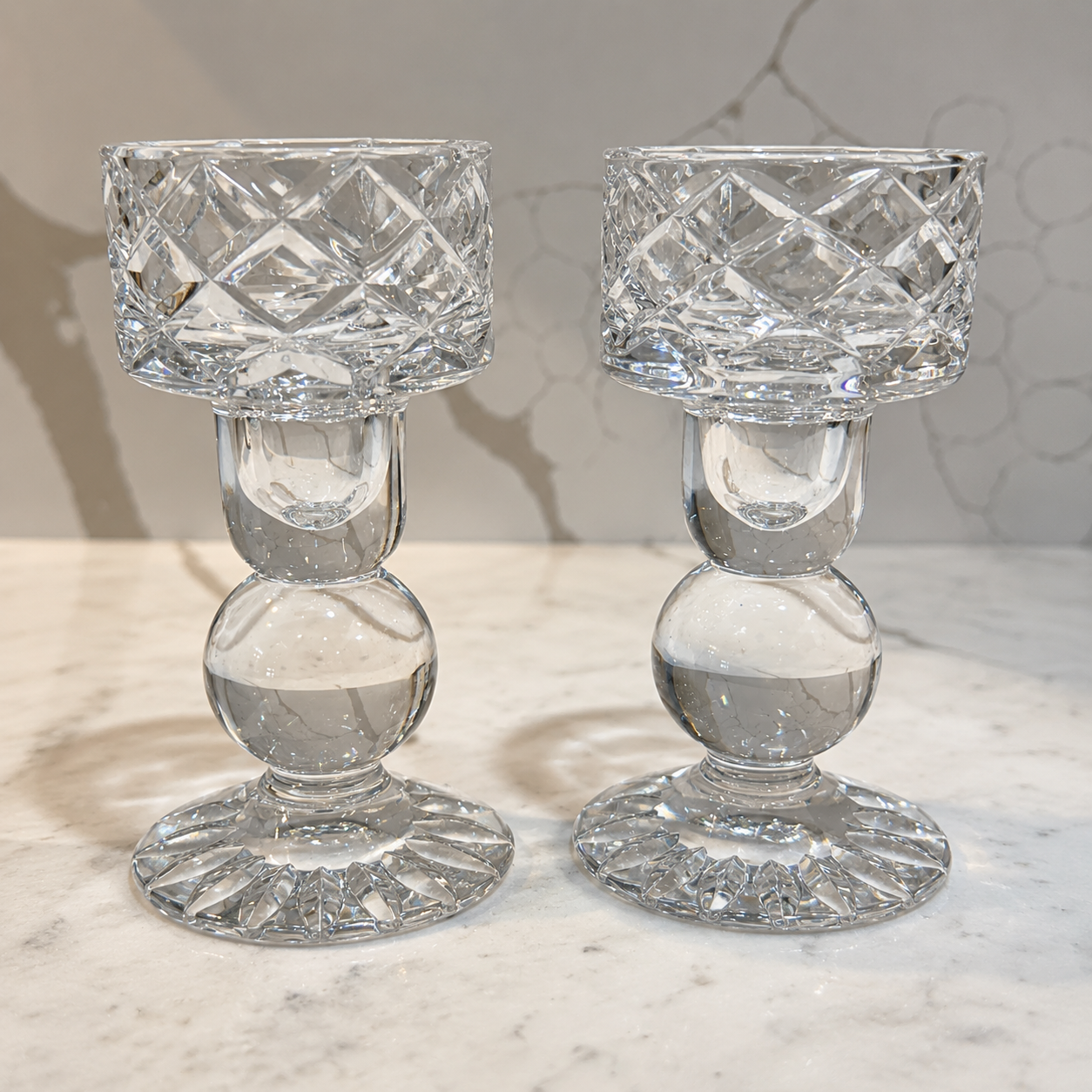 Pair of Vintage Rogaska crystal candle holders
