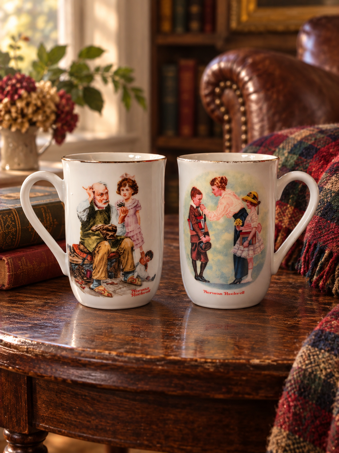 Vintage Norman Rockwell Museum Porcelain Mugs – Pair