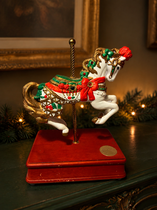 Vintage Heritage House Christmas Carousel Horse Music Box – Winter Wonderland