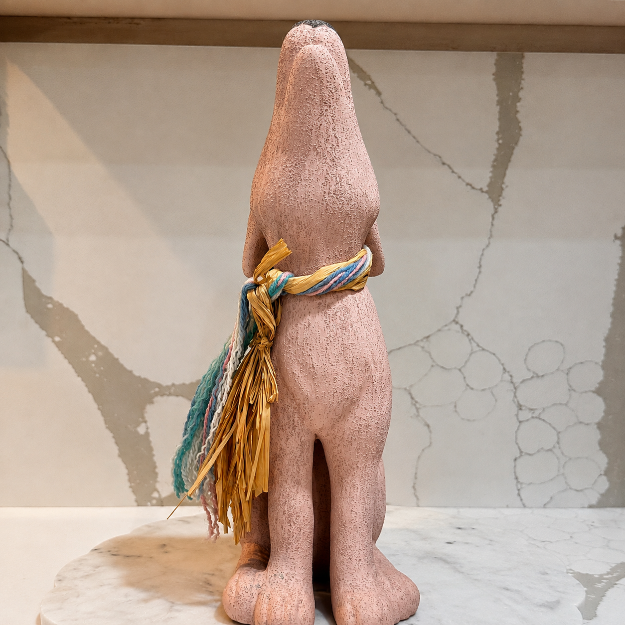 Southwestern-style ceramic howling coyote sculpture