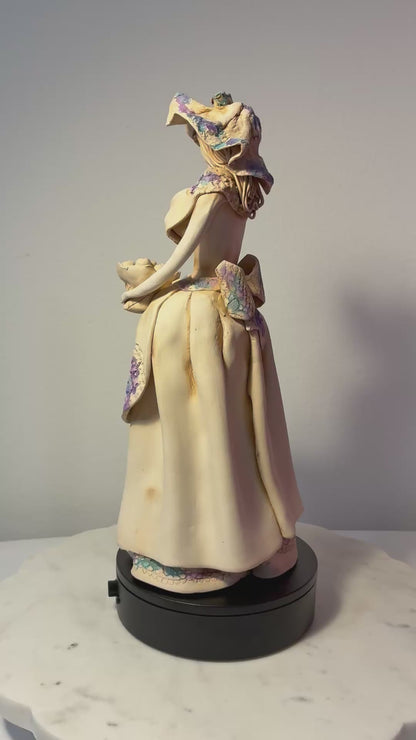 Handcrafted Clay Folk-Art Lady with Basket Figurine
